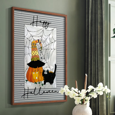Happy Halloween Pumpkin Framed Print - Solid Wood