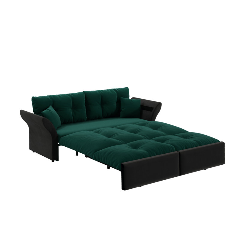 Canapé-lit convertible en velours 74,8 po, Vert