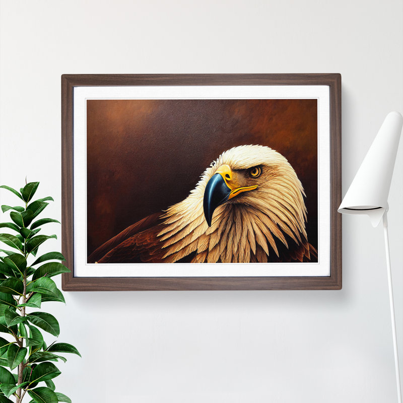 Entrancing Eagle Bird - Single Picture Frame Print, 34cm H x 46cm W x 2cm D, Walnut