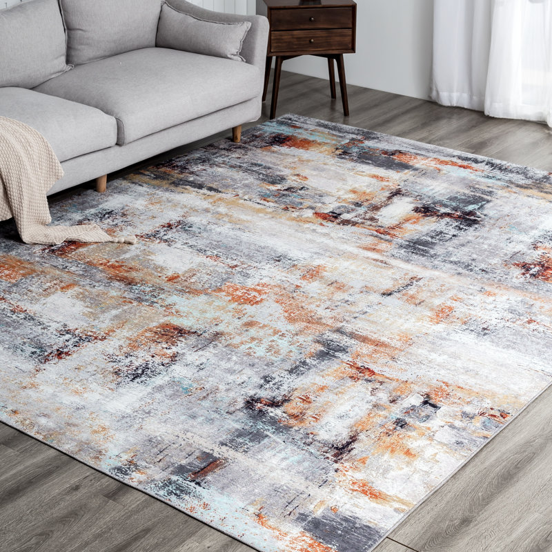 Lipe Abstract Area Rug in Gray, Rectangle 7'6" x 9'6"