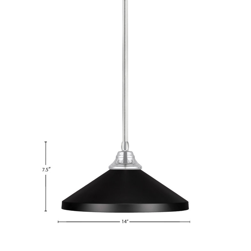 Luminaire suspendu avec tige en métal 14 po, Chrome