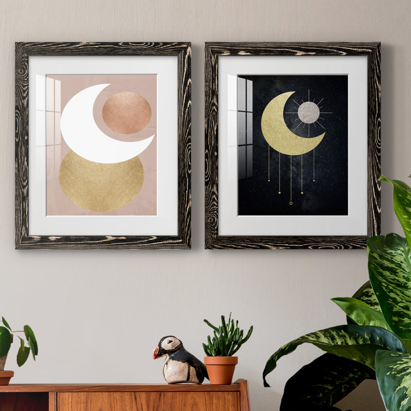 «Lunar Mystic», ensemble de 2 impressions, H 20 po x l 34 po x P 1,5 po, Papier encadré noir