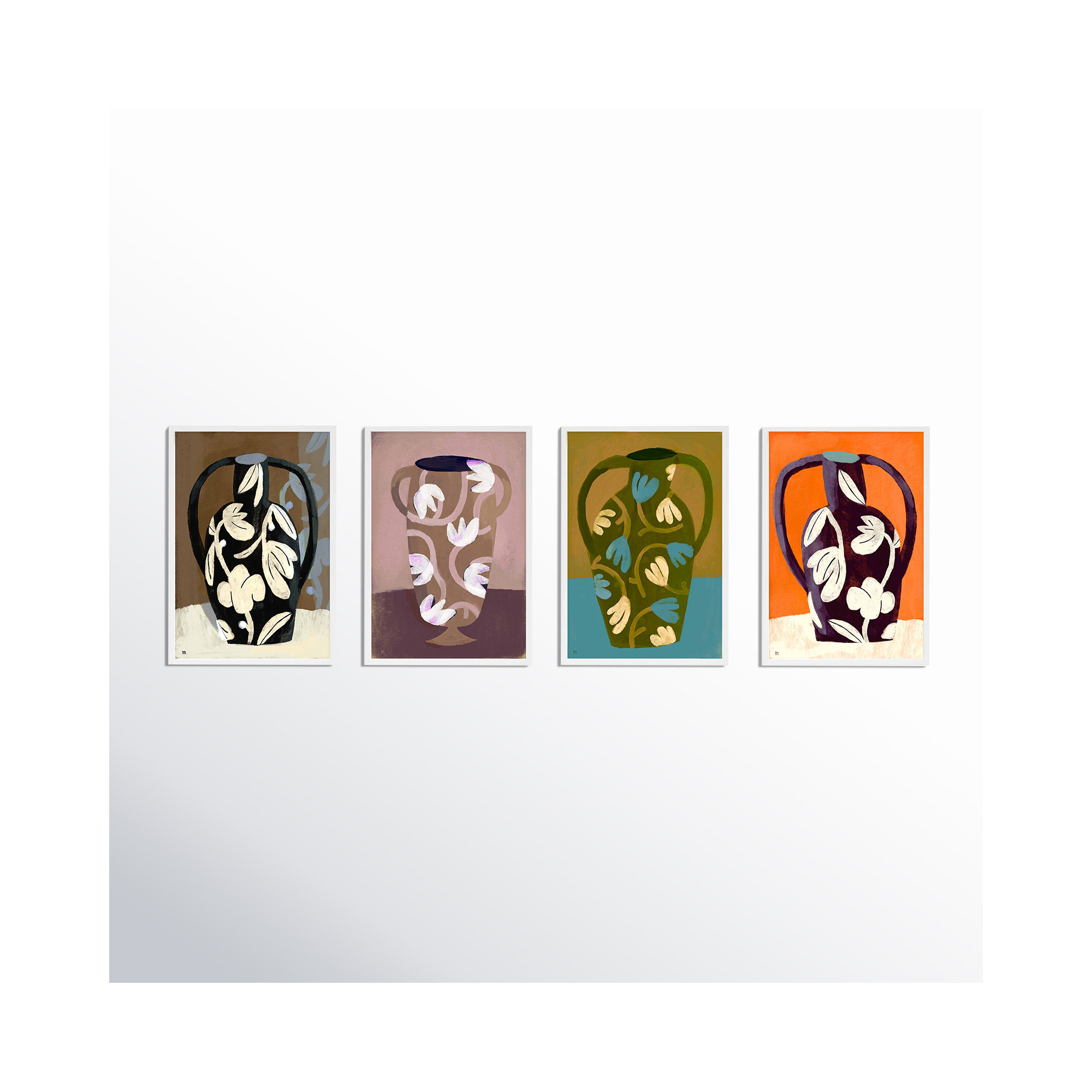 Vases. Set Of 4 by Marco Marella For Studio M, White Framed Paper, 38" H x 26.5" W x 1.25" D