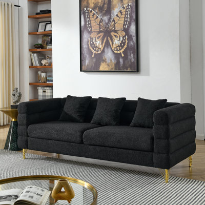 Oversized 3 Seater Sectional Sofa, Living Room Comfort Fabric Sectional Sofa