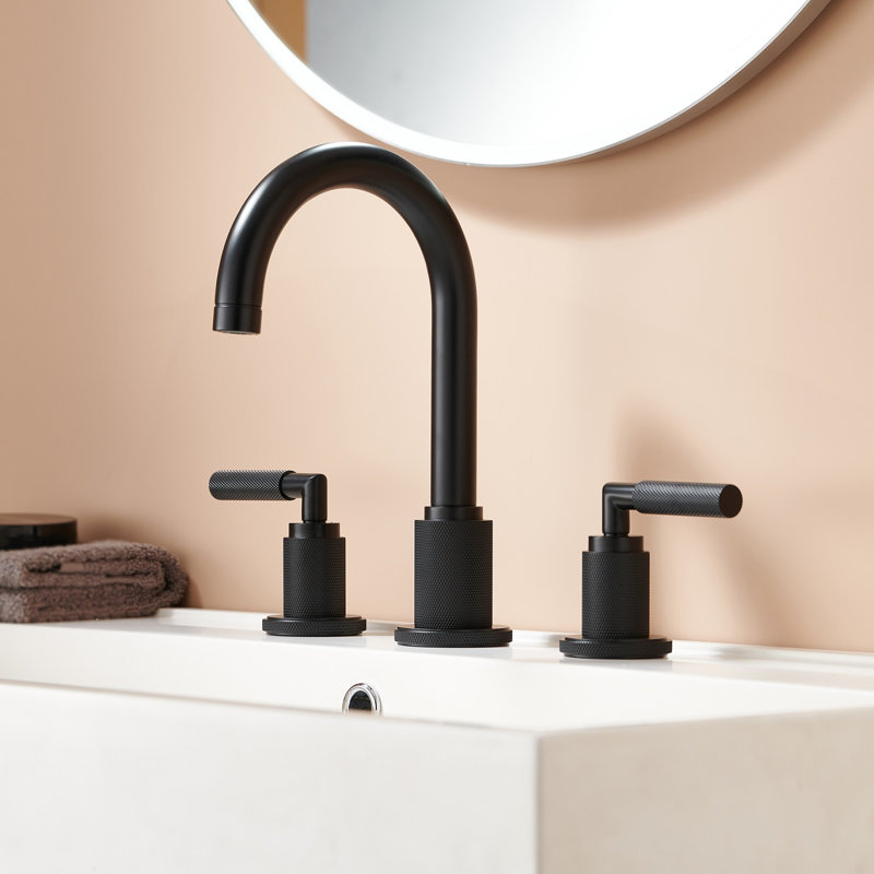 Widespread 2-handle Bathroom Faucet with Drain Assembly, Lever Handle, Matte Black