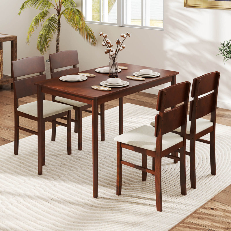 Ensemble de 5 tables de salle à manger pour 4 tables de ferme et 4 chaises rembourrées