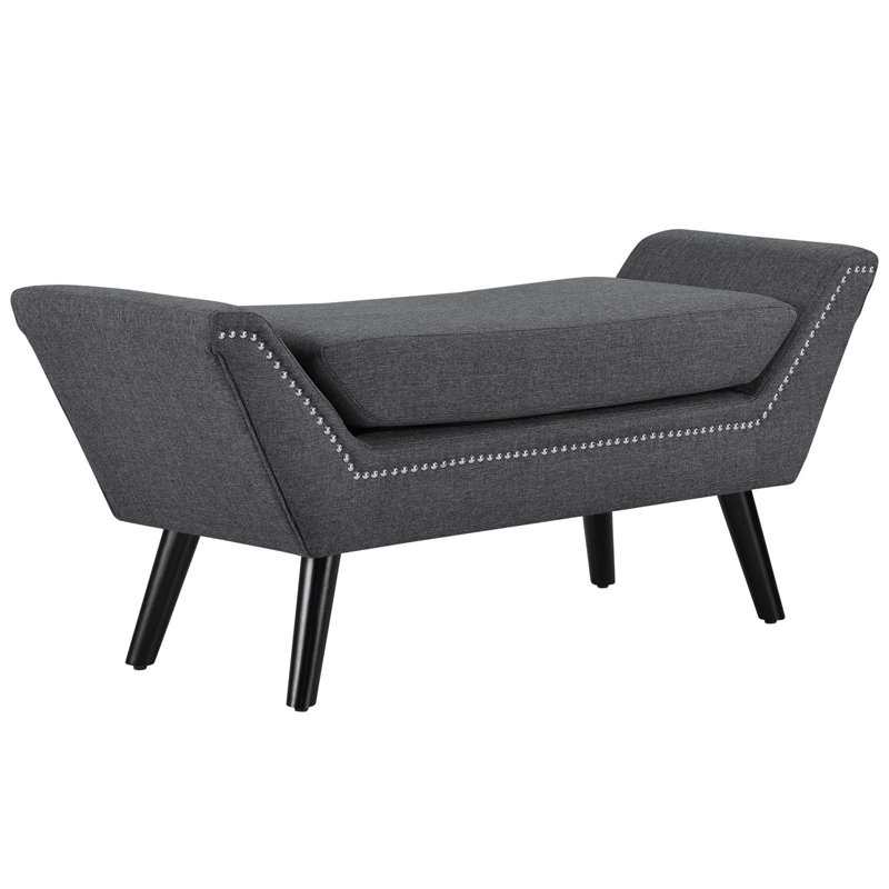 Carson Carrington Lynge Upholstered Fabric Bench by Modway, Gray Performance Velvet