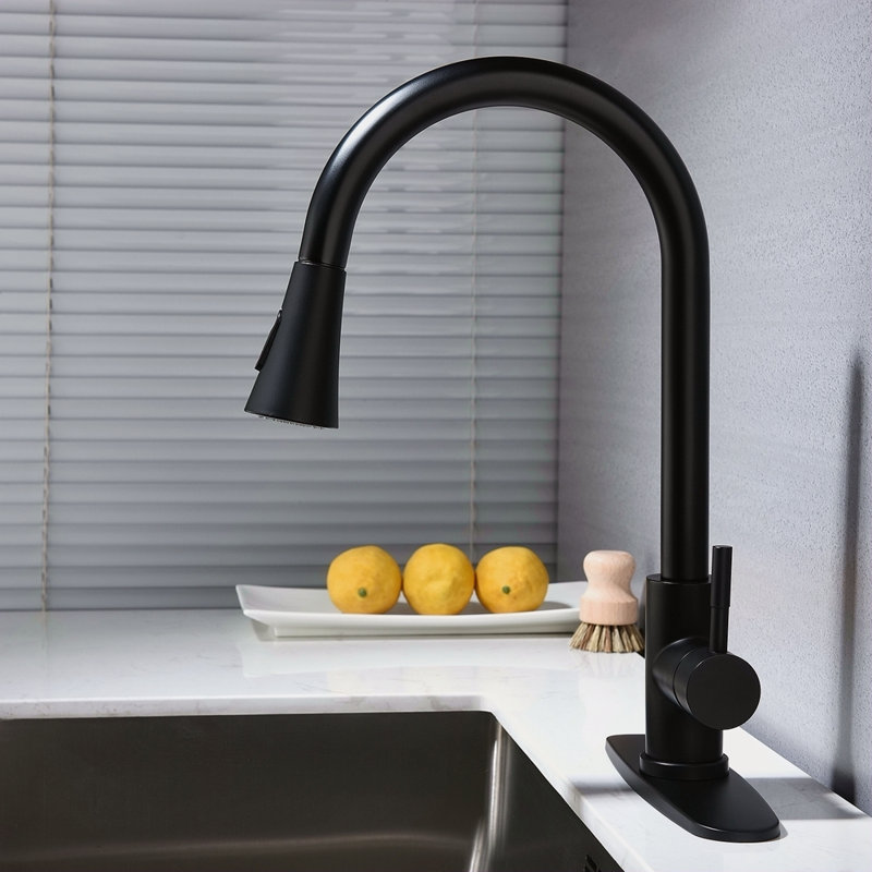 Kitchen Faucet With Pull Out Spraye, Matte Black