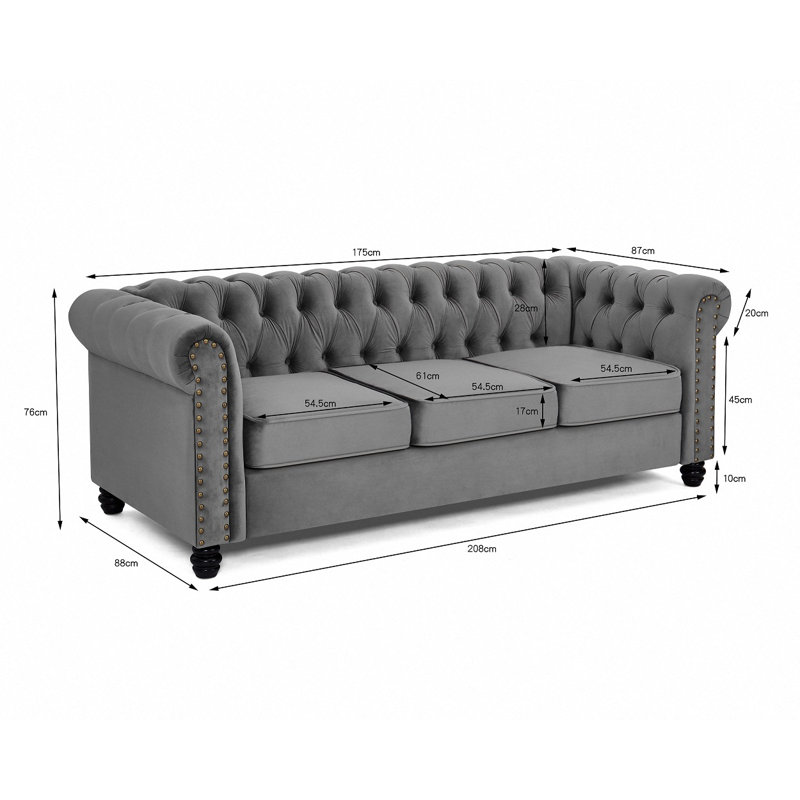 Padstow 3 Seater Velvet Sofa