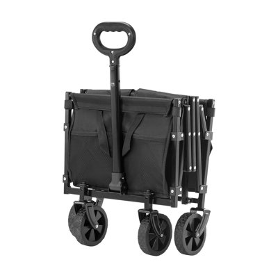 Collapsible Folding Wagon Cart with All-Terrain Wheels, Heavy Duty Utility Garden Trolley for Camping & Grocery