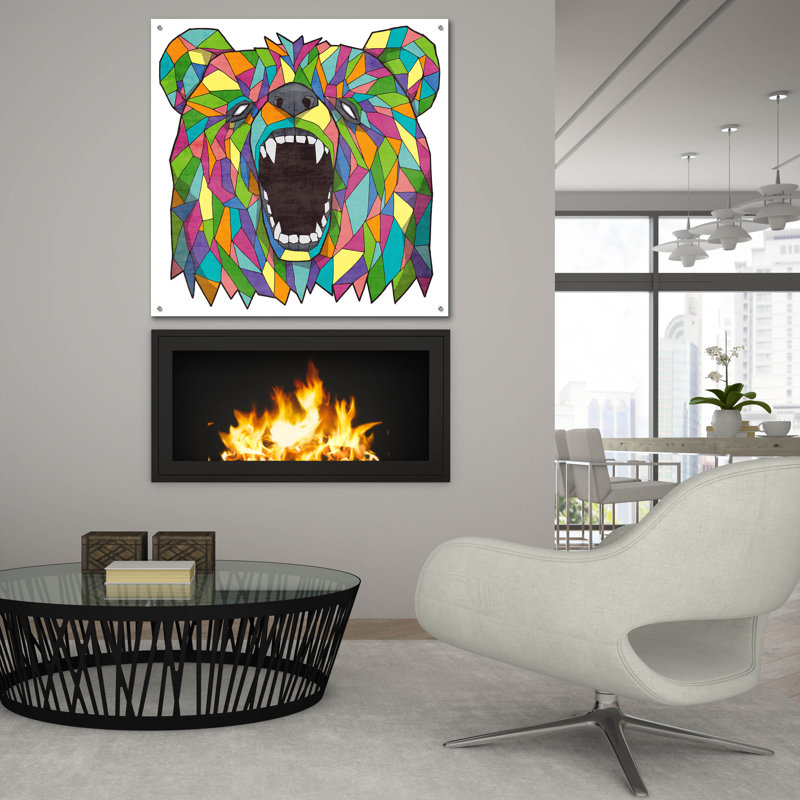 «Grizzly 2» par Ric Stultz, art en verre acrylique Wal, H 36 po x l 36 po x P 0,2 po