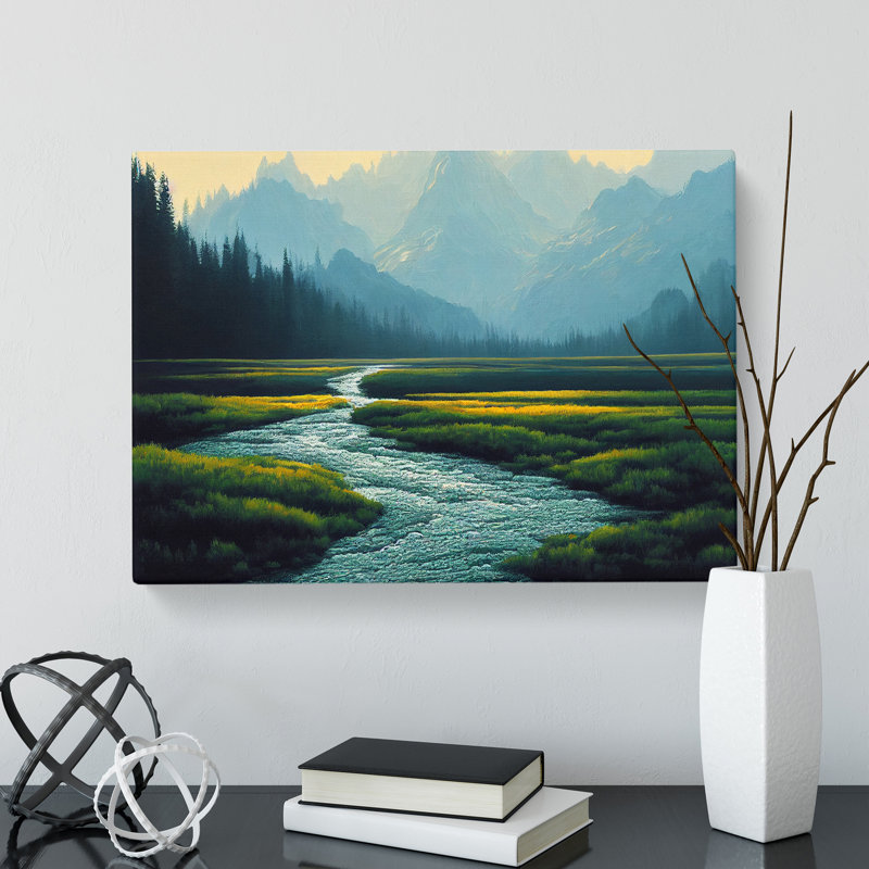Forest River Path Vol.3 - Wrapped Canvas Painting, 35cm H x 50cm W x 3cm D