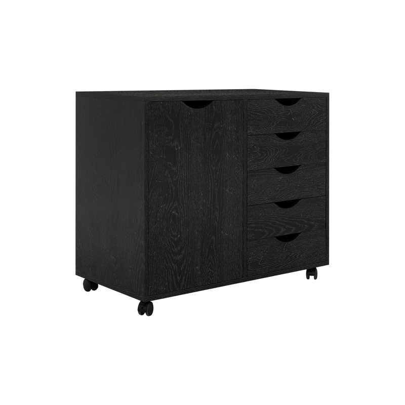 Commode décorative 5 tiroirs Garysburg, Noir patiné