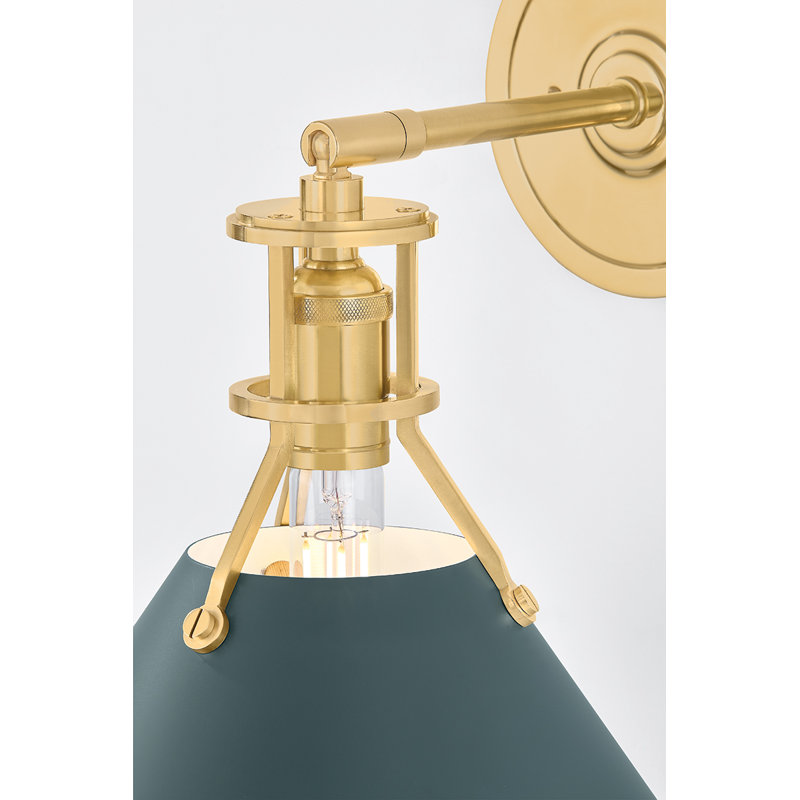 Painted No. 2 Wall Sconce in Aged Brass and Soft Crimson by Mark D. Sikes, Blue, Gold