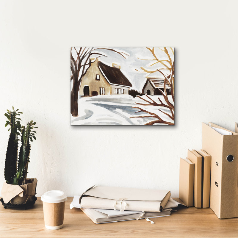  «Winter Cottage 2» par Annie Warren, art mural sur toile, 16 po x 12 po