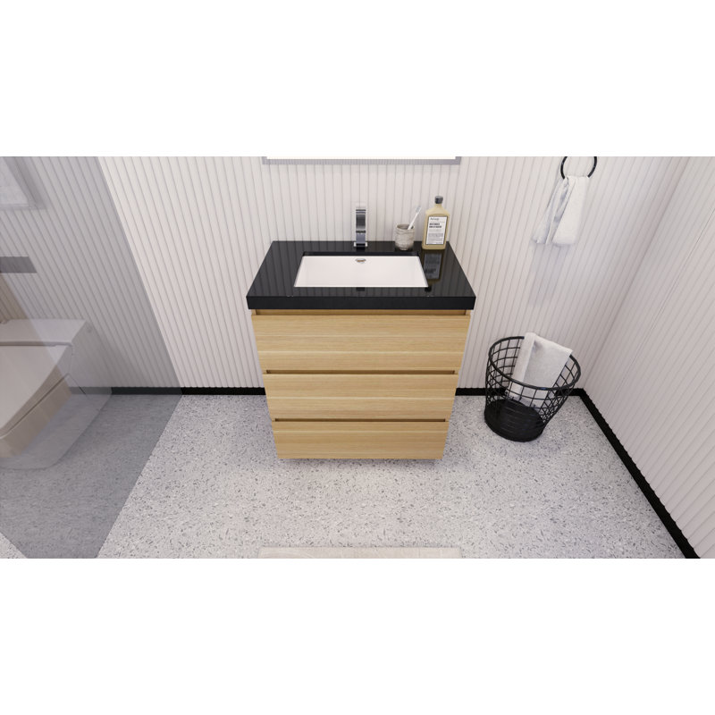 Reyes 29'' Single Bathroom Vanity Base Only, White Oak