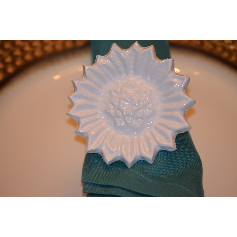 Rond de serviette fleur, Blanc