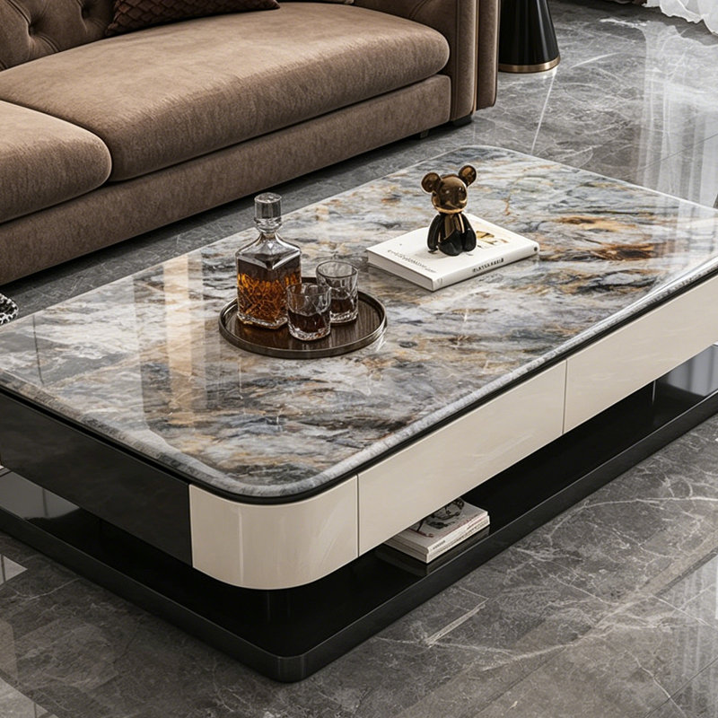 Table basse Light, Noir, jaune et gris, H 16,5 po x L 59,1 po x l 31,5 po