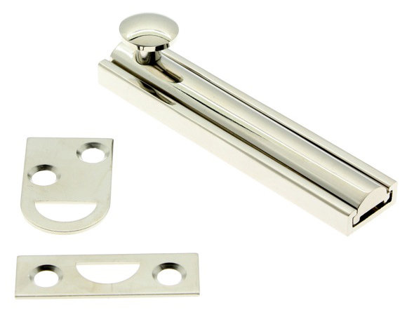 Solid Brass Surface Bolt, Bright Nickel