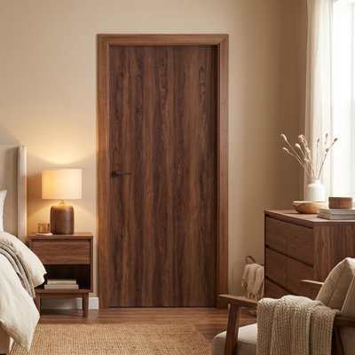30" X 80" Walnut Wood Texture Flush Hollow Core Interior Door Slab | Gift Idea