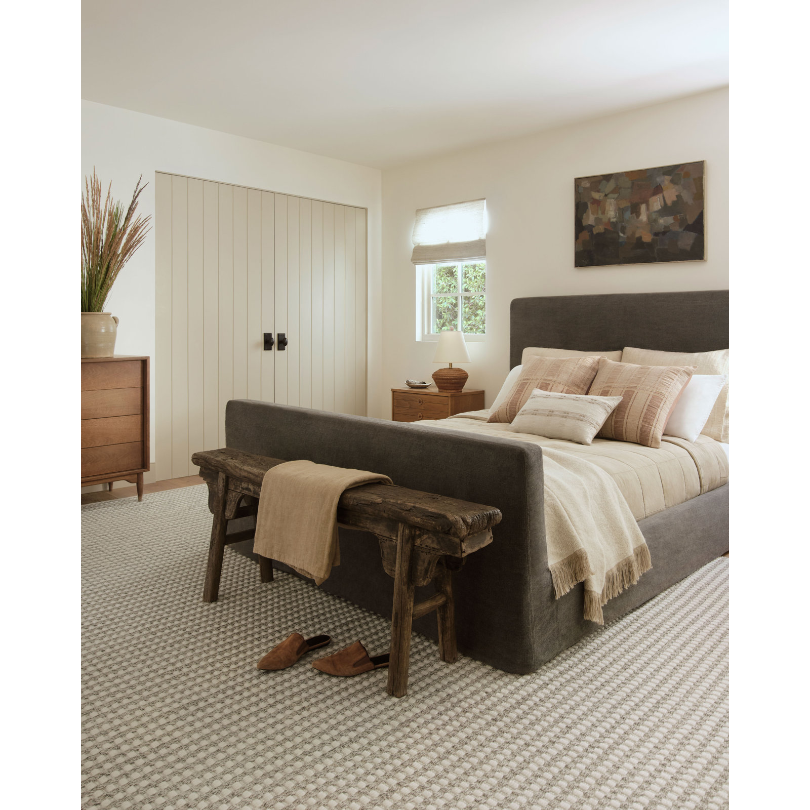 Amber Lewis x Loloi Ojai Ivory Stone Geometric Rug, Rectangle 9'3" x 13'