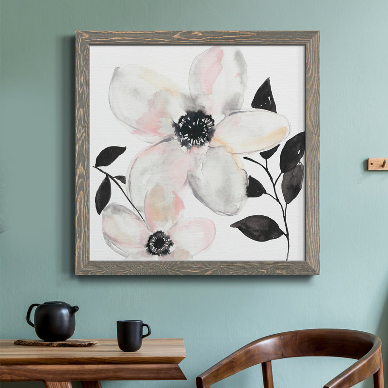 «Black & Blush Anemone II», art mural sur toile, H 20 po x l 20 po x P 1,5 po, Gris