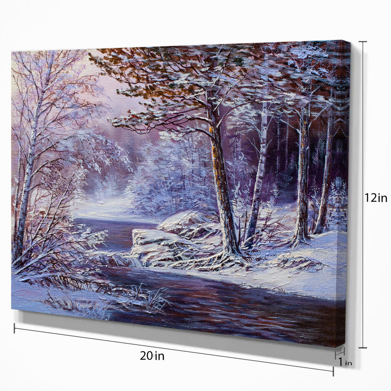 «Winter Landscape Forest in River», reproduction sur toile tendue, H 20 po x l 20 po x P 1 po