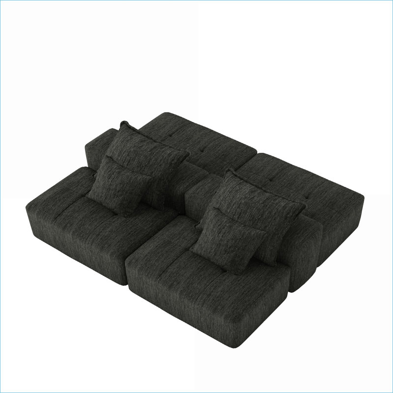 Sectional Sofas | Modern Oversized 4-Piece Modular for Living Room | No Assembly Required | Black | Foam+Spring