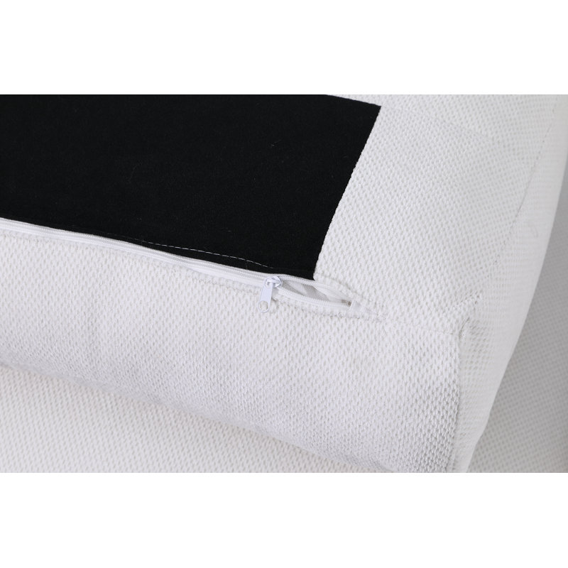 Ensemble modulaire de coin 7 pièces avec porte-gobelet avec rangement et port USB, Chenille blanche