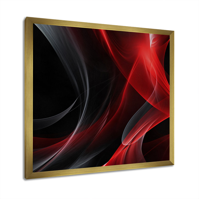 Abstrait contemplatif rouge et noir - Vagues abstraites modernes, impressions sur toile, H 16 po x l 16 po x P 1 po