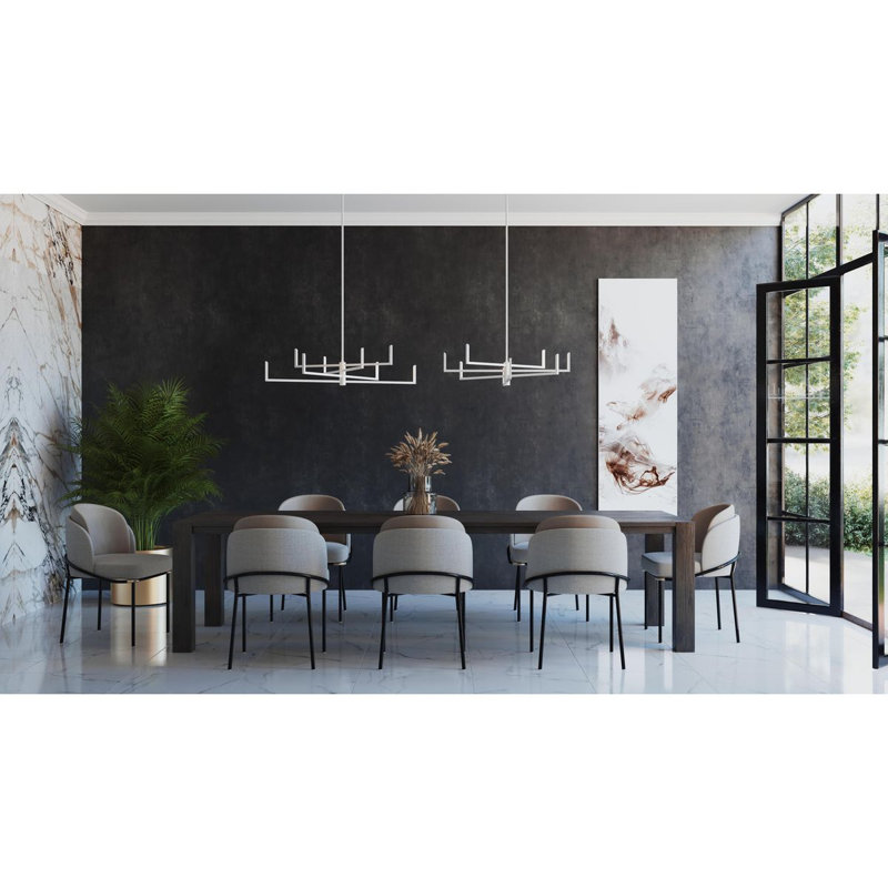 Lustre moderne 9 lumières DEL avec éclairage vers le bas Caislynn, Nickel bruni