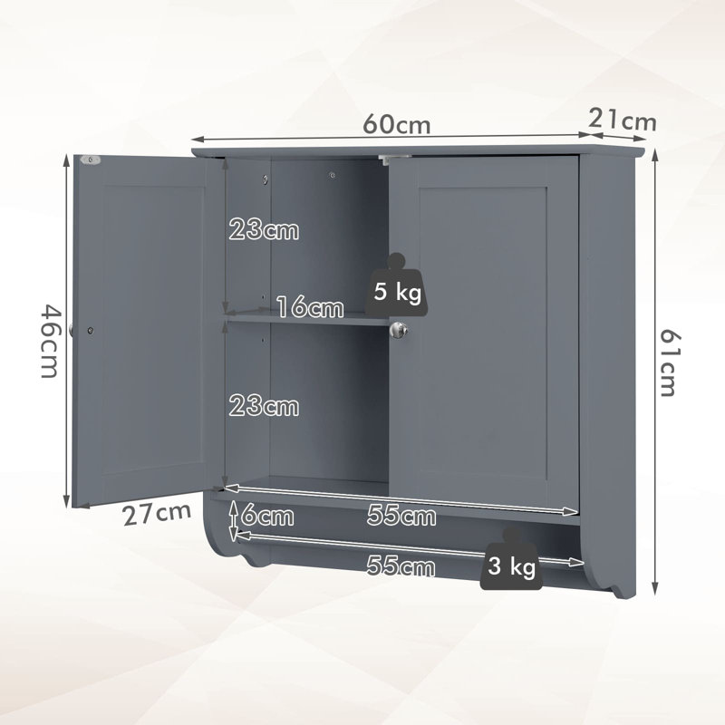 Artimon Wall Bathroom Cabinet, Grey