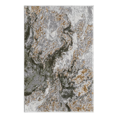 Modern Abstract Green Gold Area Rug