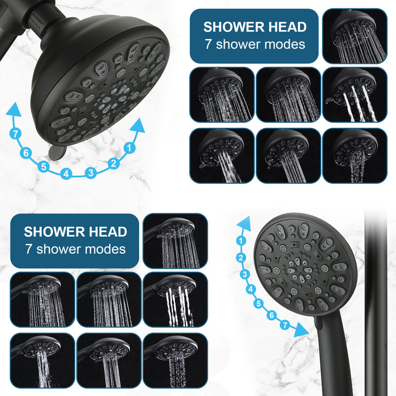 Wall Mounted,Slide Bar Combo Rain Showerhead,Dual Shower Head,No Rough-In Valve