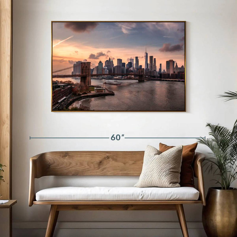 Brooklyn Dusk, 46 po x 31 po, Cadre flottant doré