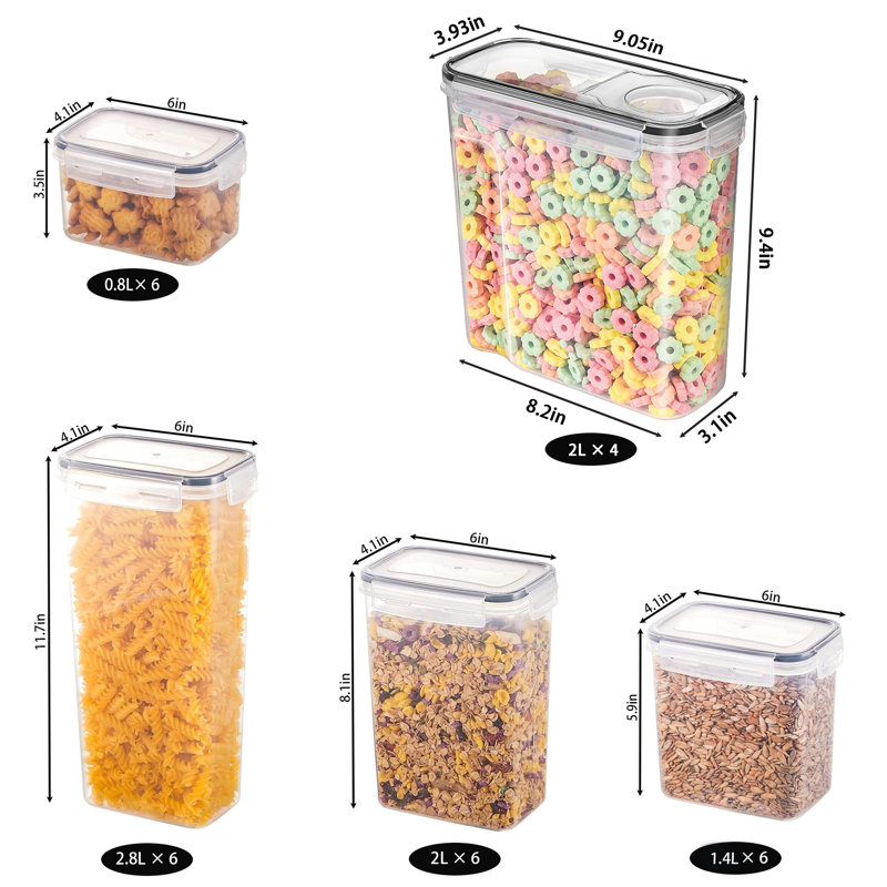 Paquet de 28 - contenants de rangement pour aliments, contenant de rangement pour céréales sans BPA