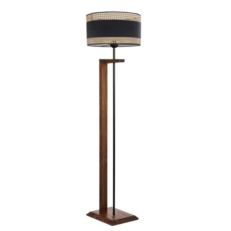 Luro Stylish Floor Lamp, 100% Metal, 65.0 in Tall | Walnut Finish, 17.7 in Cap Diameter, 9.4 in Cap Height | E27 Socket (Max 60W), On/Off Switch on Cable | Perfect for Living Room, Bedroom & Office Decor, Elegant Design