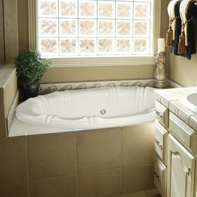 Designer Alyssa 78" x 48" Drop in Air Bathtub, Bone, Satin Nickel
