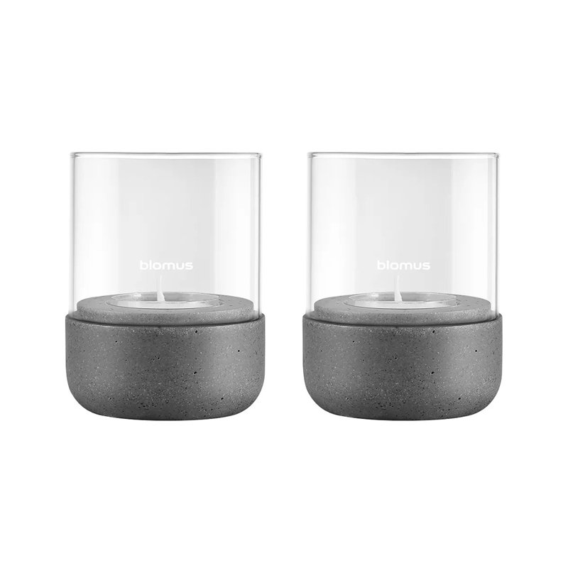 2 Piece Glass Set, 9.5 cm H x 7 cm W x 7 cm D, Dark Grey