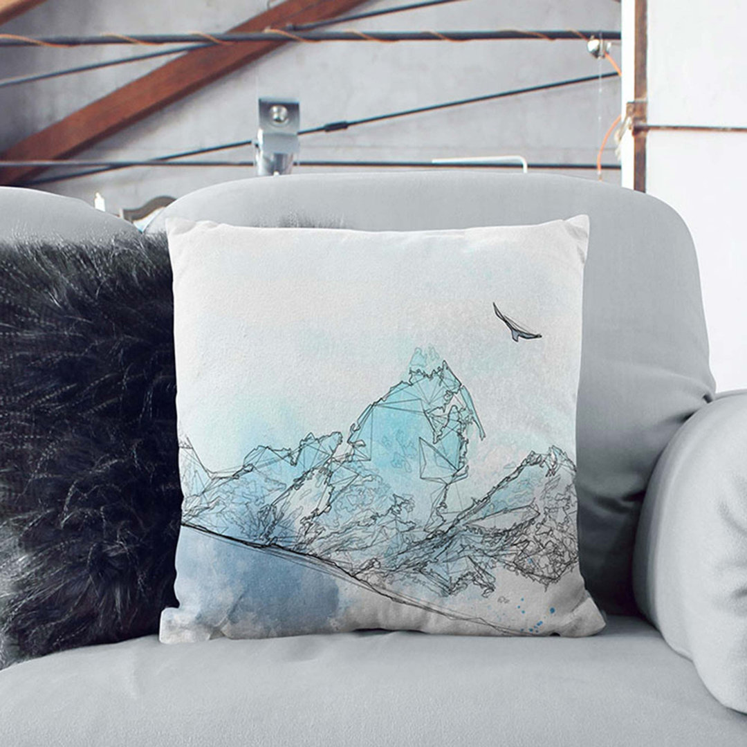 Eagle Flying by Mountain in Nepal Cushion with Filling