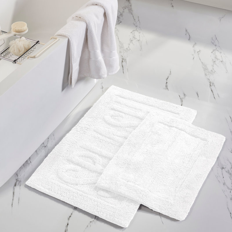 Ensemble de tapis de bain 2 pièces 100% coton, Blanc