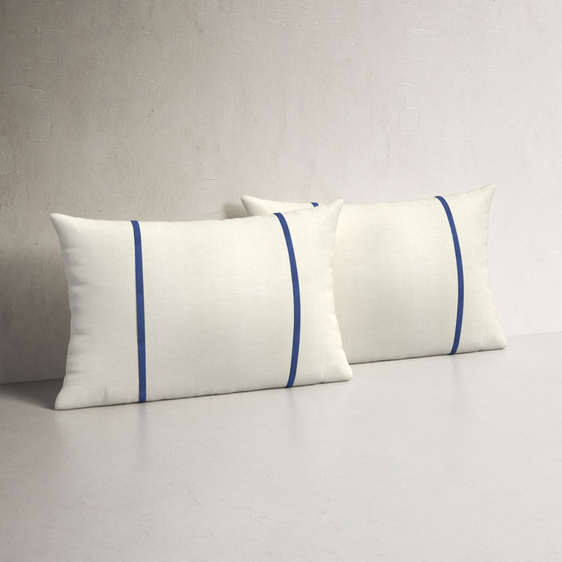 Furston Striped Outdoor Reversible Throw Pillow, 16" x 26", Ivory