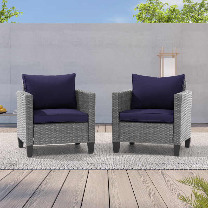 Metal Outdoor Lounge Chair, Navy