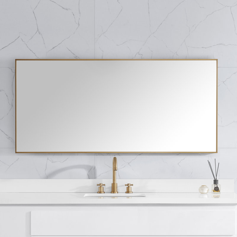Elegant 59'' Gold Stainless Steel Framed Vanity Mirror