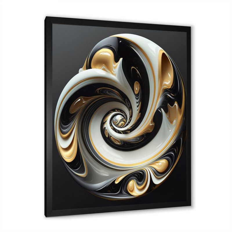 " Liquid White Stained Glass II ", Black Picture Framed Canvas, 20" H x 12" W x 1" D