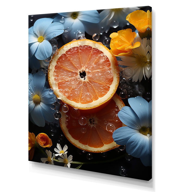 Cosmic Citrus Fruit Symphony - Art mural fruits, H 40 po x l 30 po x P 1,5 po