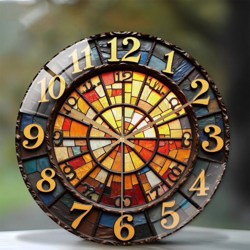Horloge murale rétro en verre coloré 12 po