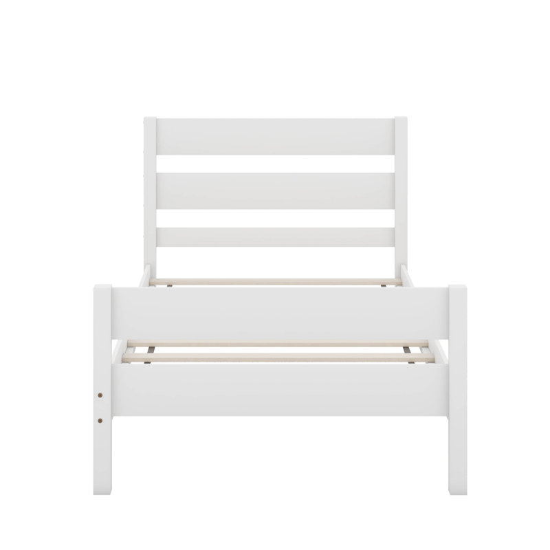 Lit simple avec tête et pied de lit, Blanc