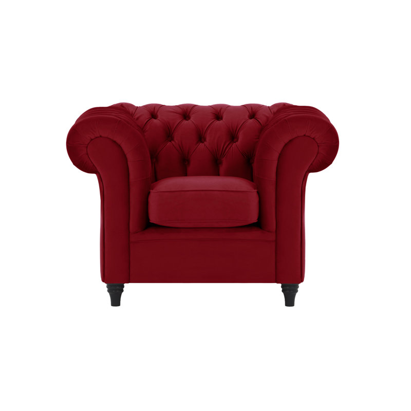 Upholstered Chesterfield Chair, Red