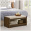 Banc d'appoint avec étagère à chaussures inférieure, siège rembourré pour le salon, banc de bout de lit compact moderne avec rangement et coussin amovible-129894997